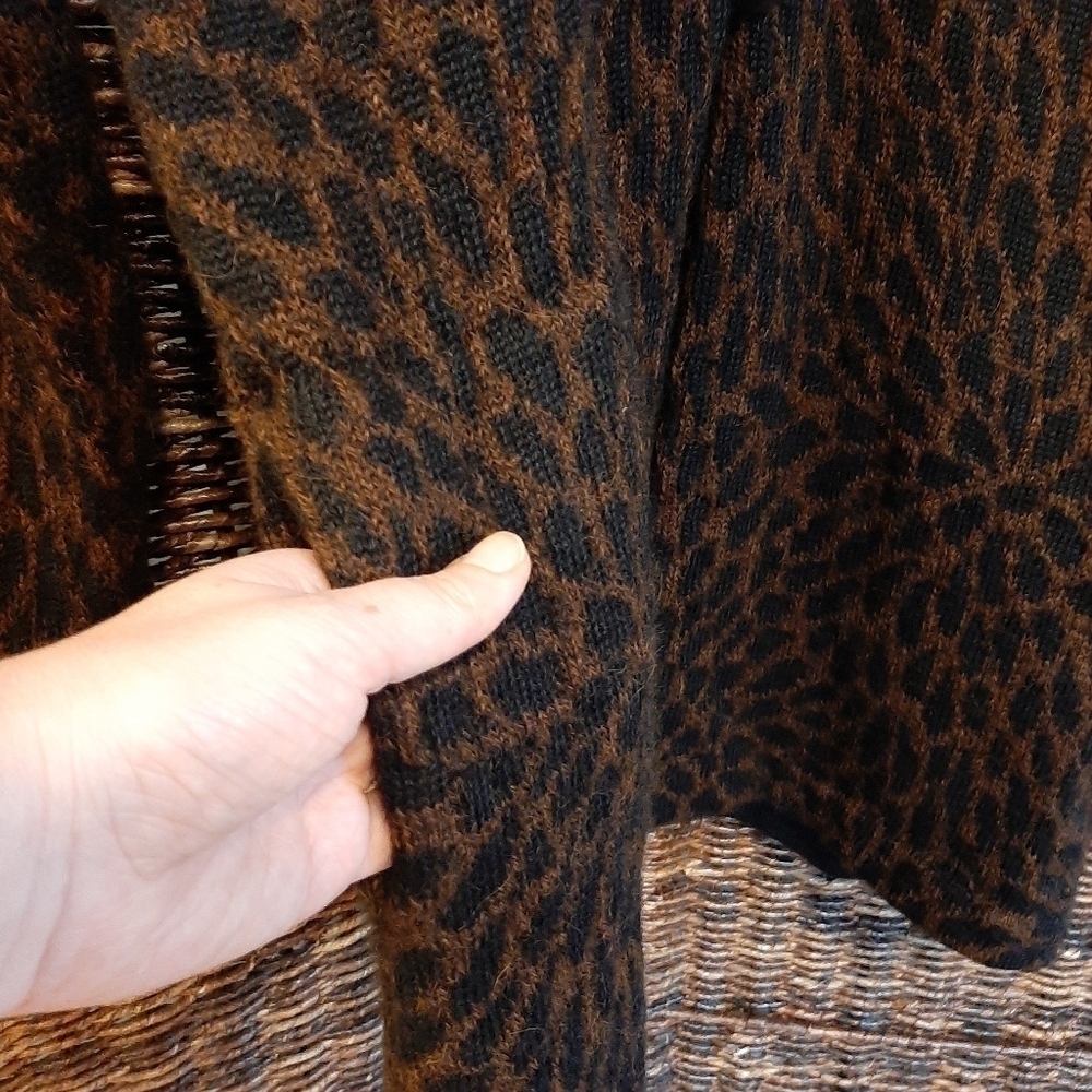 Millma Bolivia Alpaca Cardigan Sweater Faux Fur Mobwife Old Money Small Brown - Picture 5 of 8